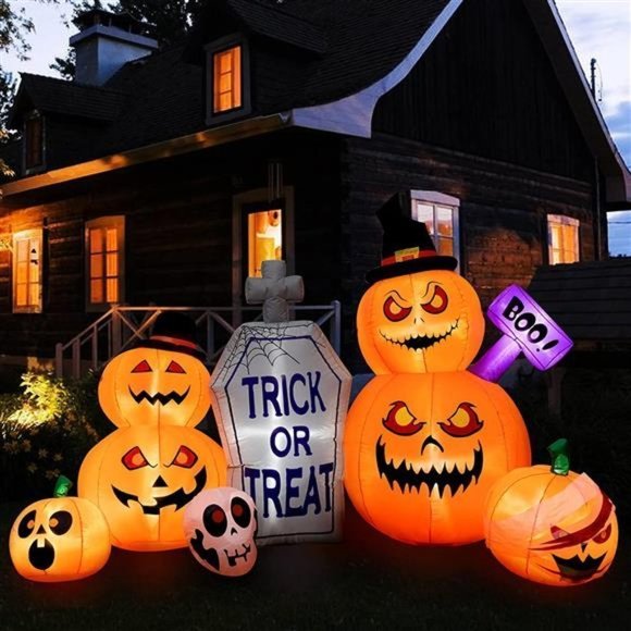 8 FT Halloween Inflatables Outdoor Decorations with Build-in LEDs
